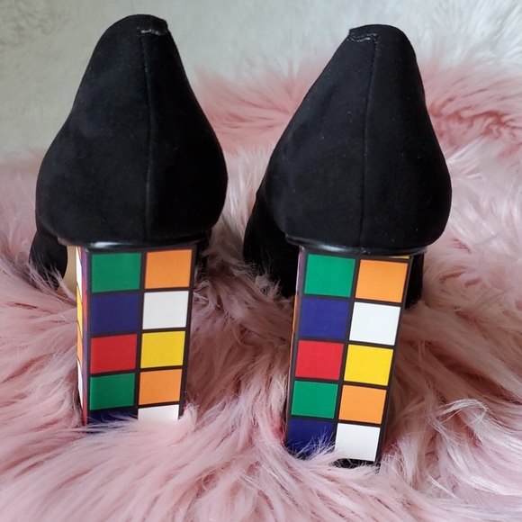 SUCH FUN and UNIQUE shoes by Katy Perry Caitlin Rubiks Cube Open Toe SZ 7.5 NEW! - Picture 5 of 8